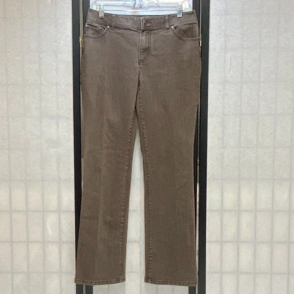 Chico’s Straight Leg Denim Jeans Women’s Light Brown Neutral Classic High Rise 1